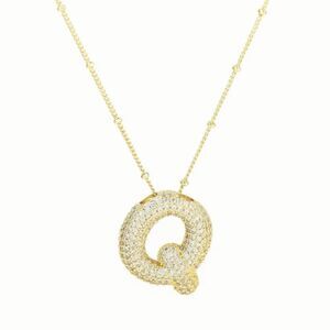 Golden Dainty Bubble Letter 26 A-Z Letter Necklace